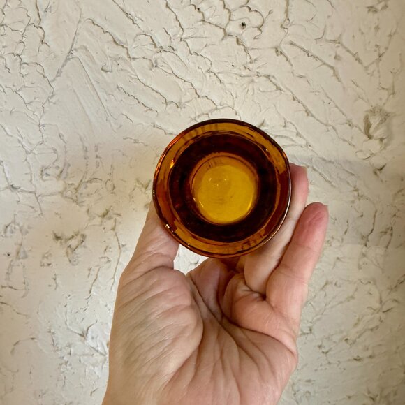 Vintage Amber Glass Goblets Set of 6 Floral Pressed Glass Mid Century A - Picture 8 of 10